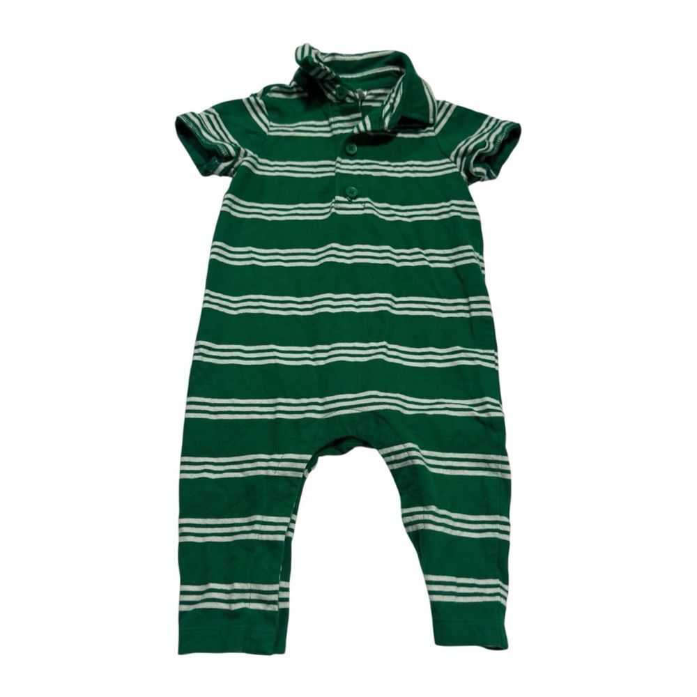Hanna Andersson Green Striped 3-6M Long One Piece Bodysuit